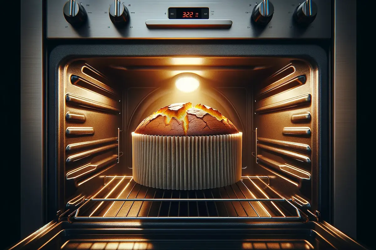 Here's the image showcasing the Crack Cake midway through the baking process in the oven, illustrating the crucial steps involved in creating the perfect crack cake. This visual captures the transformative moment, highlighting the precision required in temperature and timing to achieve that irresistible texture and flavor.