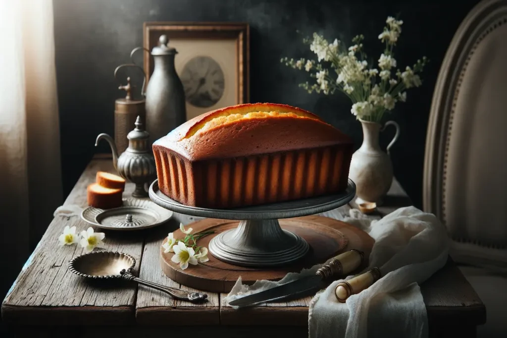 Elegant Pound Cake on a Rustic Table Setting