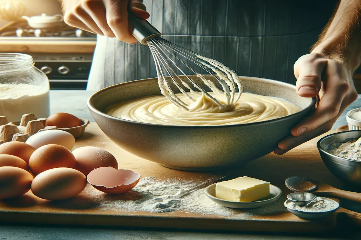 Preparing Pound Cake Batter in a Kitchen