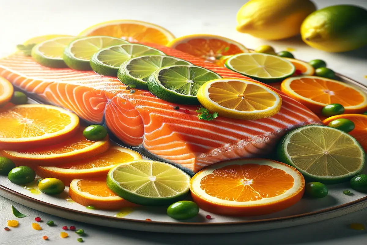 Salmon with citrus garnish