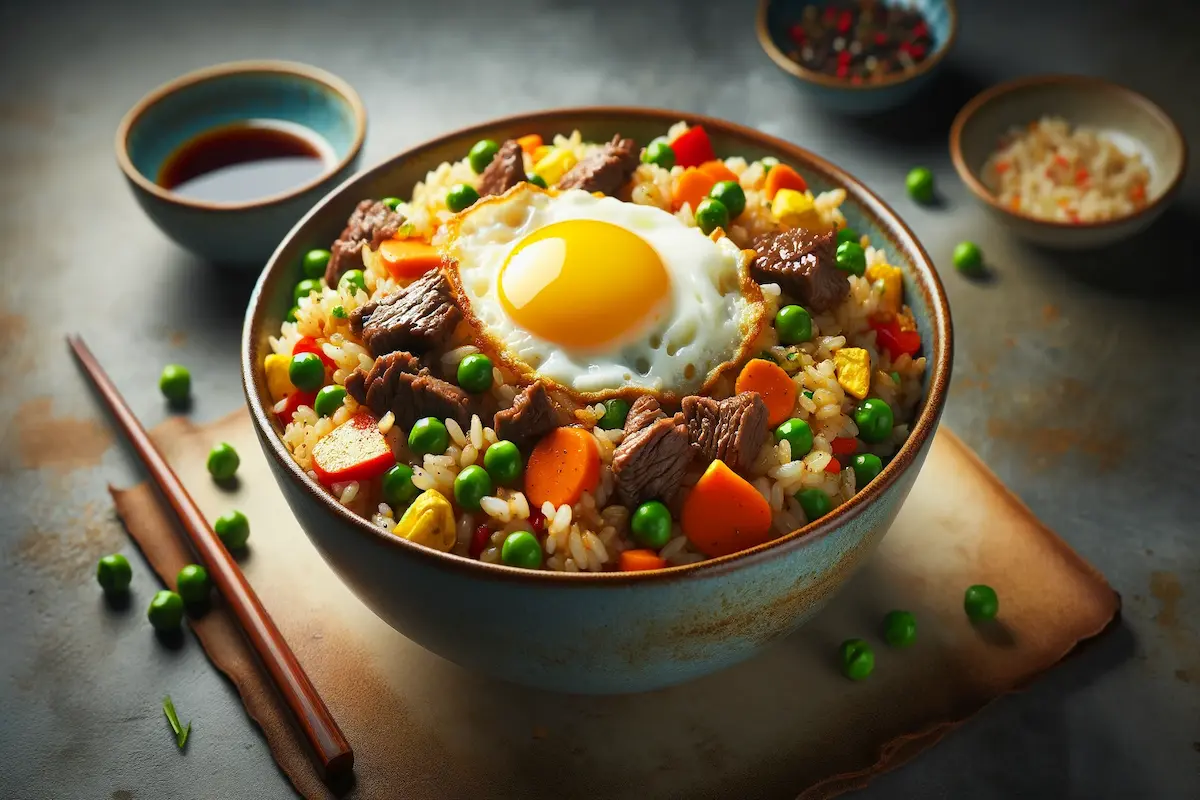 Beef Fried Rice in a Bowl