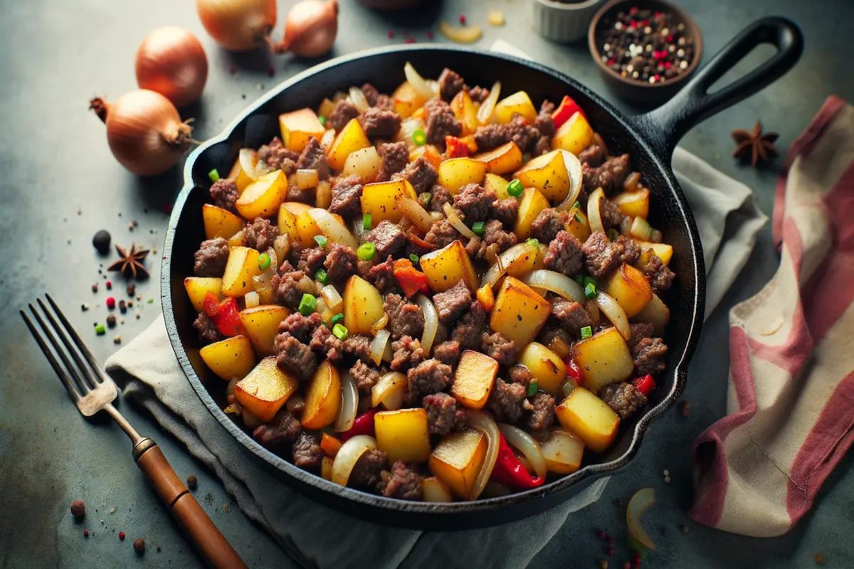 Homemade Beef Hash on a Skillet