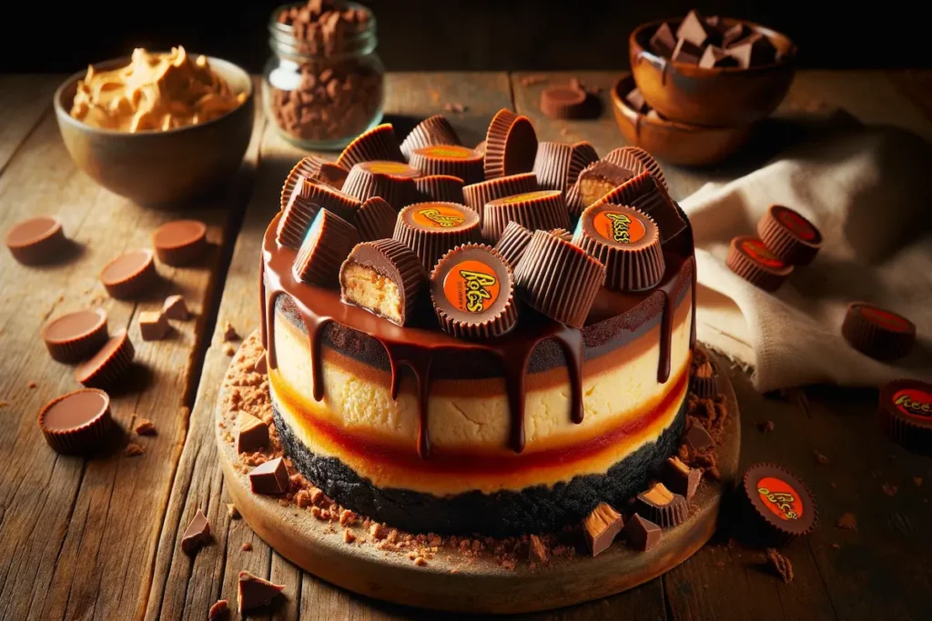 Reese's cheesecake candy with chocolate and peanut butter layers