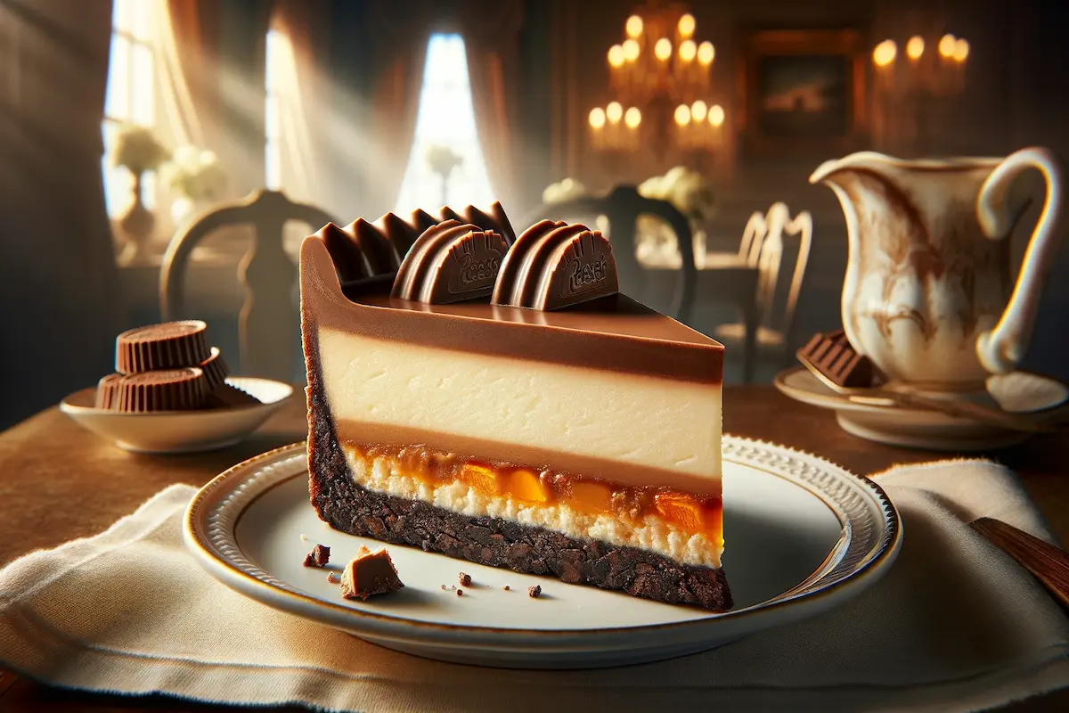 Slice of Reese's cheesecake candy showcasing its flavor profile