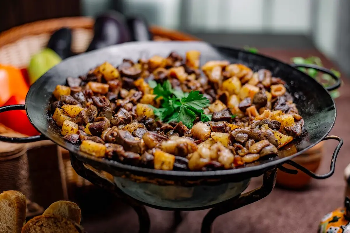 Sautéed Chicken of the Woods mushrooms in a skillet